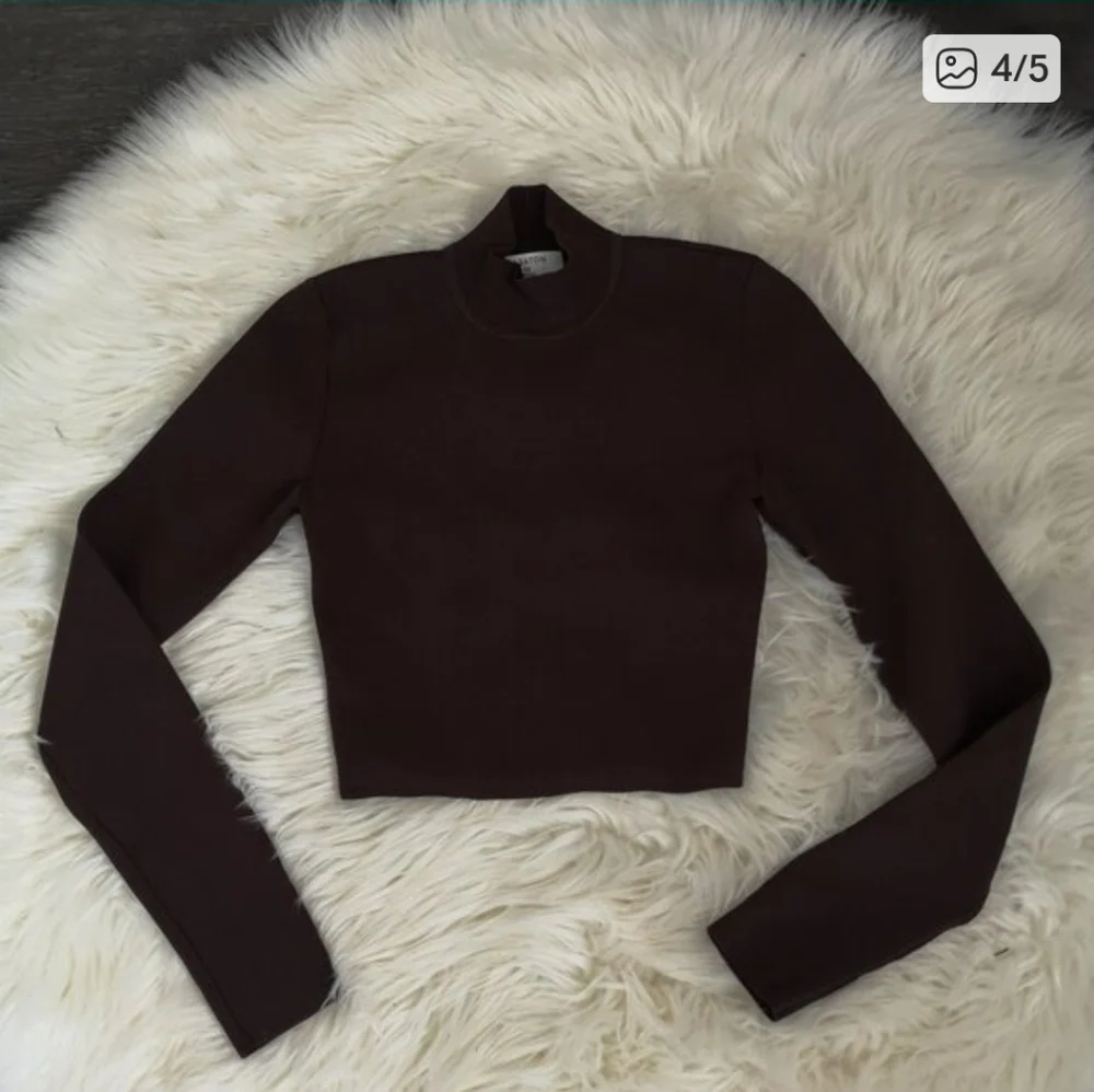 Aritzia Babaton Sculpt Knit Level Turtleneck in Rich Mocha Brown - Size XXS - Picture 4 of 5